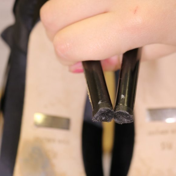 Badgley Mischka black satin peep toe heels c3 - Picture 5 of 5